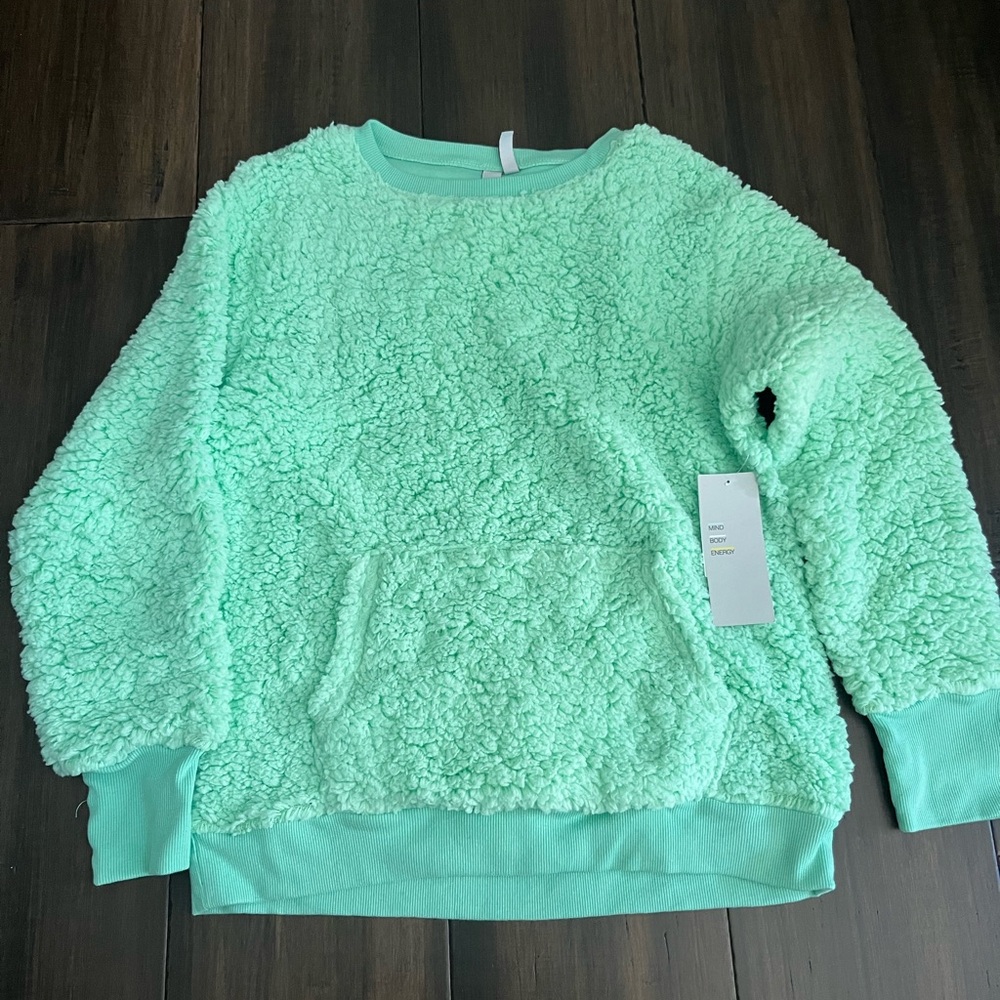 NWT Zella Mint Green Fleece Sherpa Sweater